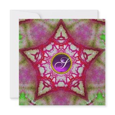 ABSTRACT PINK STAR PURPLE AMETHYST MONOGRAM Invitations