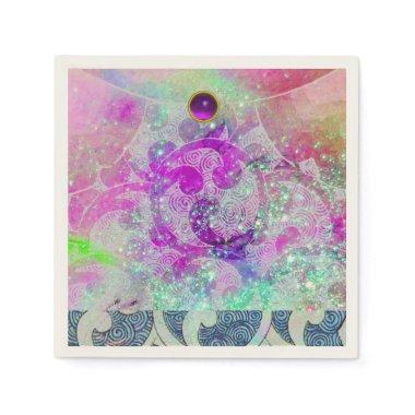 ABSTRACT PURPLE PINK TEAL BLUE WAVES IN SPARKLES PAPER NAPKINS