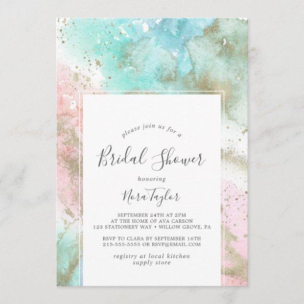 Abstract Summer Watercolor Bridal Shower Invitations