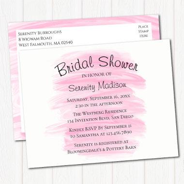 Abstract Summer Watercolor Pink Bridal Shower Inv Invitation PostInvitations