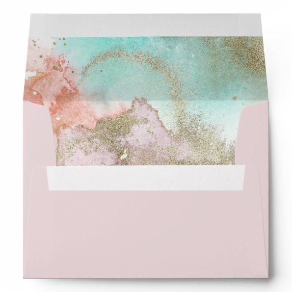 Abstract Summer Watercolor Wedding Invitations Envelope