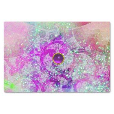 ABSTRACT TEAL BLUE,PINK WAVES,SPARKLES,PURPLE GEM TISSUE PAPER