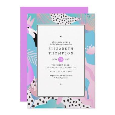 Abstract Tropical Flamingo Bridal Shower Invitations