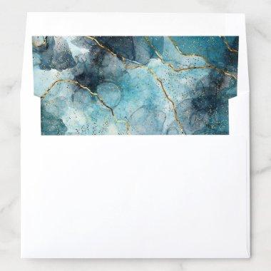 Abstract Turquoise Blue White Gold Lines Envelope Liner