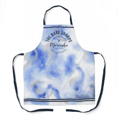 Abstract Watercolor Bake Shoppe Blue Tie-Dye Apron