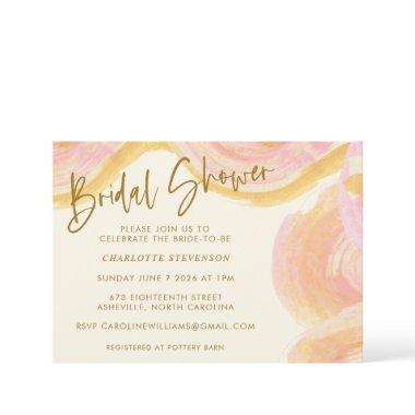 Abstract Watercolor Paint Swirl Pink Bridal Shower Invitations