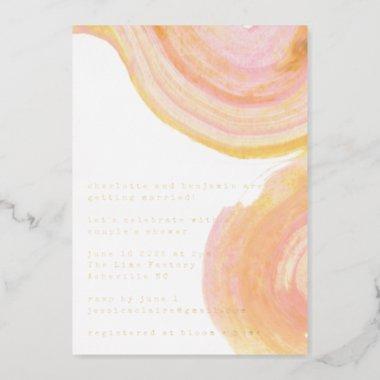 Abstract Watercolor Paint Swirl Shower Gold Foil Invitations