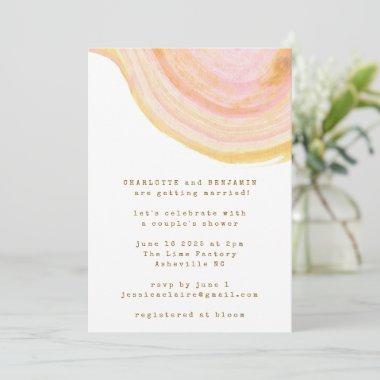 Abstract Watercolor Pink Swirl Couples Shower Invitations
