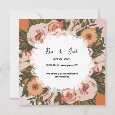 Abstract Watercolor Shape Bridal Showe Save The Date