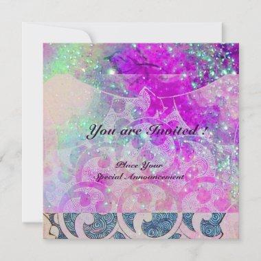 ABSTRACT WAVES Blue,Purple Pink Wedding Party Invitations