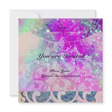 ABSTRACT WAVES Blue,Purple Pink Wedding Party Invitations