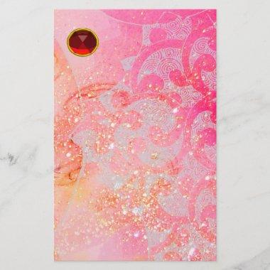 ABSTRACT WAVES,PINK FUCHSIA FLORAL SWIRLS,RED RUBY