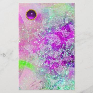 ABSTRACT WAVES Teal Blue, Pink Purple Gemstone Stationery