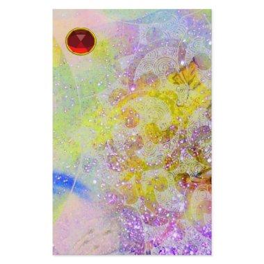 ABSTRACT YELLOW PURPLE WAVES ,SWIRLS AND RED RUBY STATIONERY