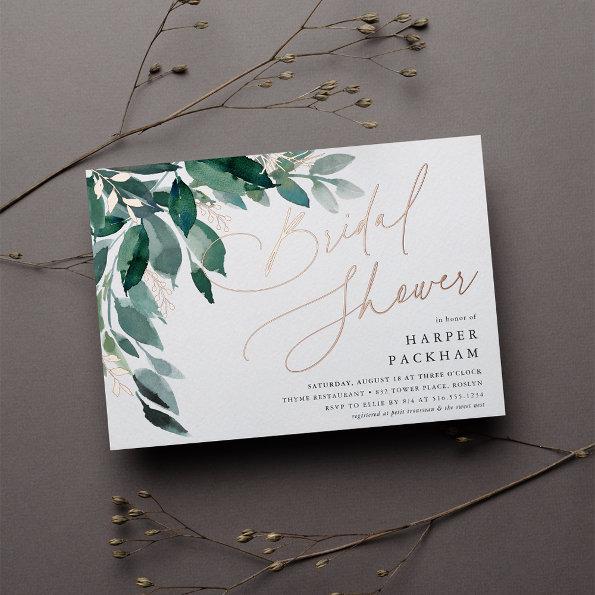 Abundant Foliage | Bridal Shower Foil Invitations