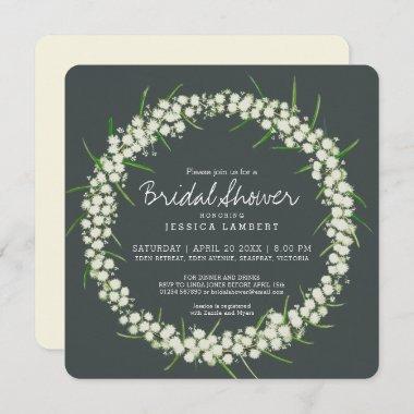 Acacia cream art flowers bridal shower invites