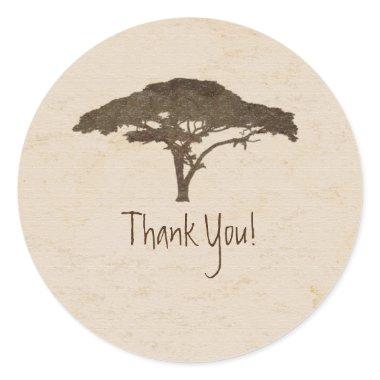 Acacia Tree African Safari Vintage Wedding Favor Classic Round Sticker