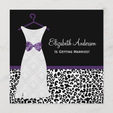 Acai Purple Gown Leopard PrintBridal Shower Invitations