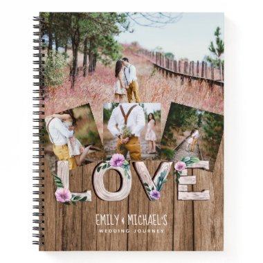 Add 4 PHOTOS Rustic Flower NEWLYWEDS WEDDING Notebook