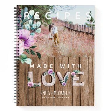 Add 4 PHOTOS Rustic Flower NEWLYWEDS WEDDING Notebook