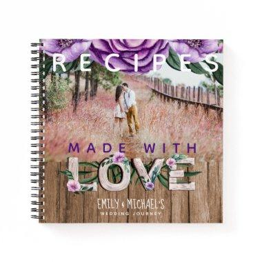 Add 4 PHOTOS Rustic Flower NEWLYWEDS WEDDING Notebook