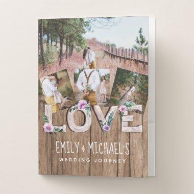 Add 4 PHOTOS Rustic Flower NEWLYWEDS WEDDING Pocket Folder