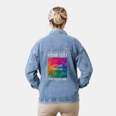 Add Image Logo Text Womens Blue Custom Template Denim Jacket