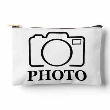 Add Personalized Photo Wedding Modern Cute Elegant Accessory Pouch