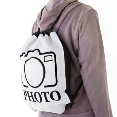 Add Personalized Photo Wedding Modern Cute Elegant Drawstring Bag