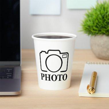 Add Personalized Photo Wedding Modern Cute Elegant Paper Cups