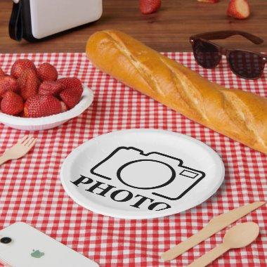 Add Personalized Photo Wedding Modern Cute Elegant Paper Plates