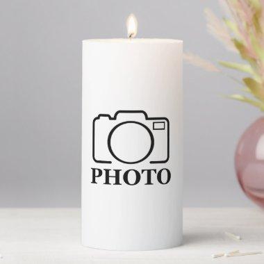 Add Personalized Photo Wedding Modern Cute Elegant Pillar Candle