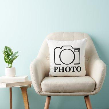 Add Personalized Photo Wedding Modern Cute Elegant Throw Pillow