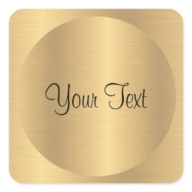 Add Text Faux Gold Metallic Look Template Custom Square Sticker