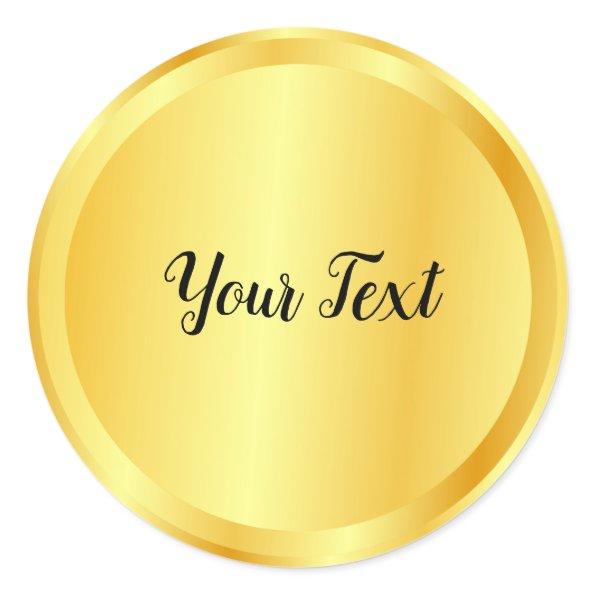 Add Your Text Faux Gold Blank Glamour Template Classic Round Sticker