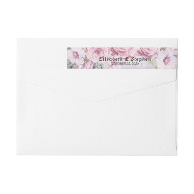 Address Label Chic Watercolor Floral Rustic Wood