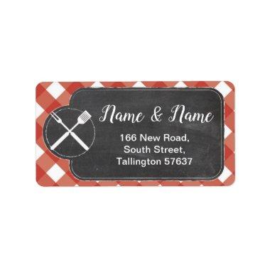 Address Labels Red gingham BBQ Chalk