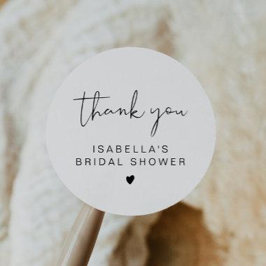 ADELLA Edgy Modern Minimal Bridal Shower Thank You Classic Round Sticker