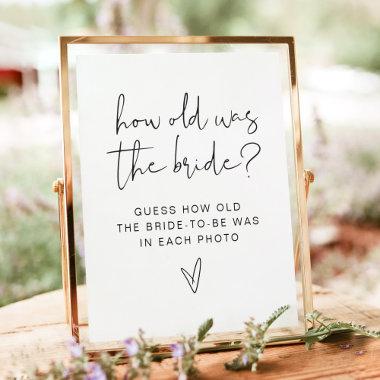 ADELLA How Old Was Bride Bridal Shower Game Sign