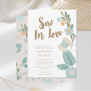 Adorable Sewing Embroidered Flower Bridal Shower Invitations
