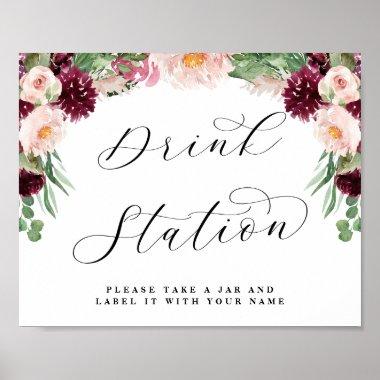 Adore Floral Drink Station Chic Wedding Sign