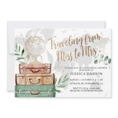 Adventure awaits Bridal shower, Travel theme Invitations