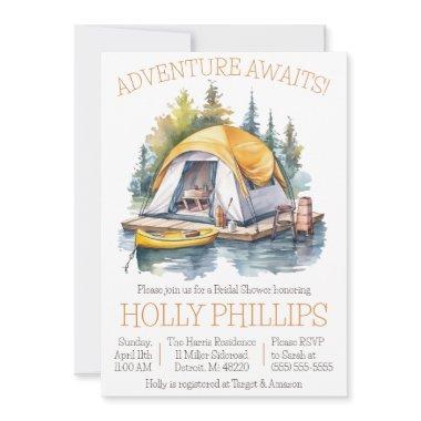 Adventure Awaits! Camping, Canoeing, Bridal Shower Invitations