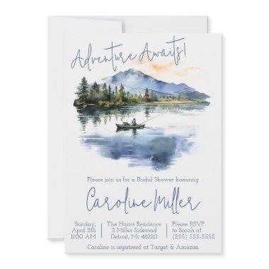 Adventure Awaits! Fishing, Mountains Bridal Shower Invitations