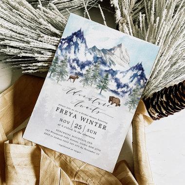 Adventure Awaits Mountain Forest Bridal Shower Invitations