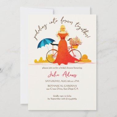 Adventure Begins Bicycle Bride Bridal Shower Invitations
