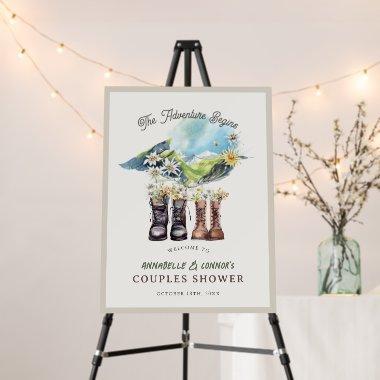 Adventure Begins Hiking Boots Couples Shower Foam Board