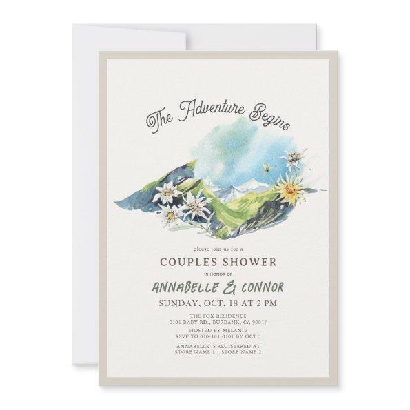 Adventure Begins Mountain Range Couples Shower