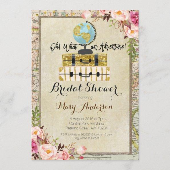 Adventure Vintage Bridal Shower Invitations