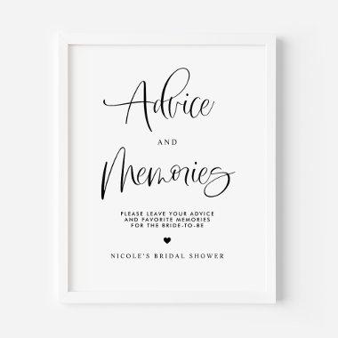 Advice and Memories Cute Calligrahy Bridal Shower Poster